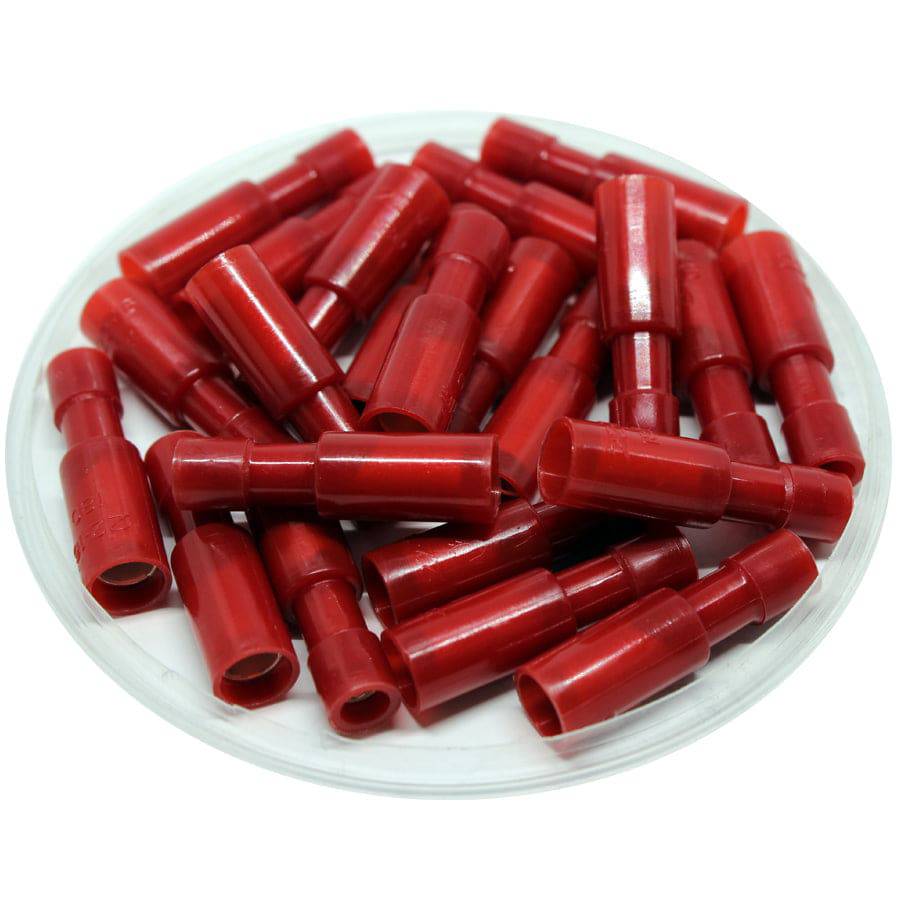 FRFNYD1-180 - 22 to 16 AWG Nylon Fully Insulated Female Bullet Connectors, Double Crimp, 100 Pieces