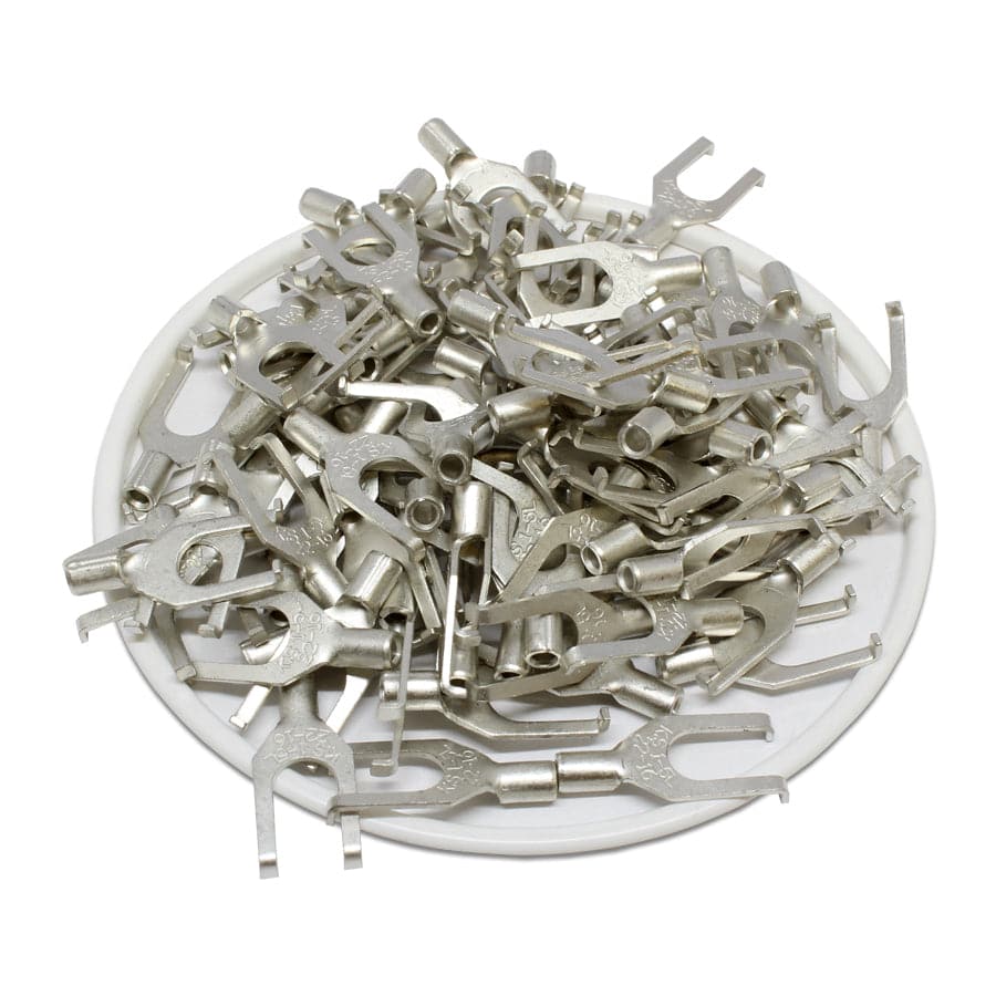22-16 AWG Non Insulated Flange Spade Terminals, #10 Stud, UL Approved, 100 Pieces - FSNBL1-5