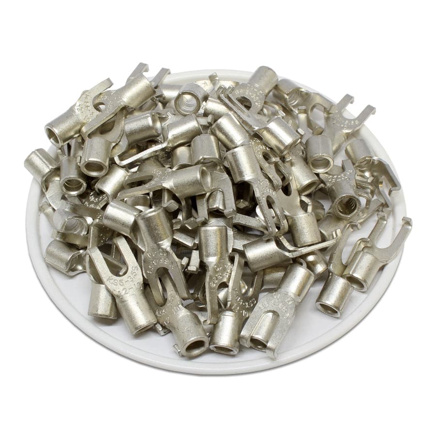 16-14 AWG Non Insulated Flange Spade Terminals, #6 Stud, UL Approved, 100 Pieces - FSNBL2-37