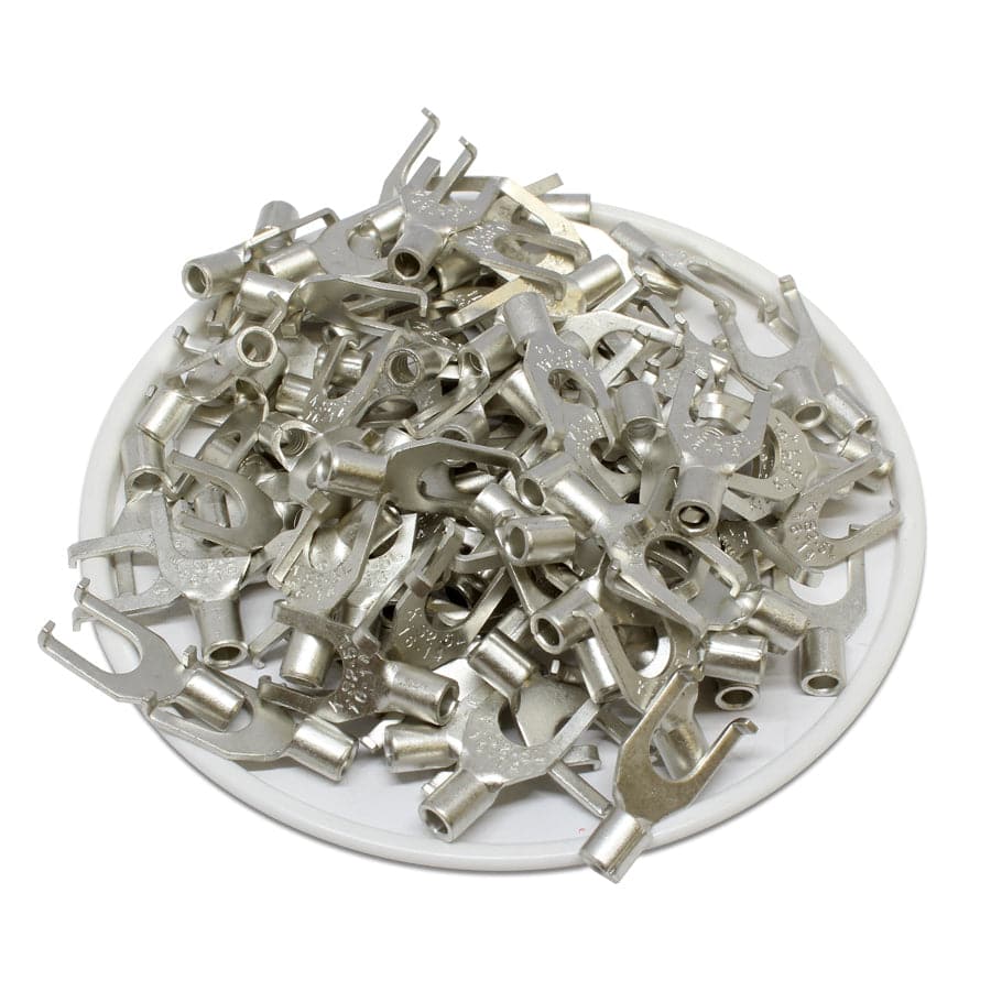 16-14 AWG Non Insulated Flange Spade Terminals, #10 Stud, UL Approved, 100 Pieces - FSNBL2-5