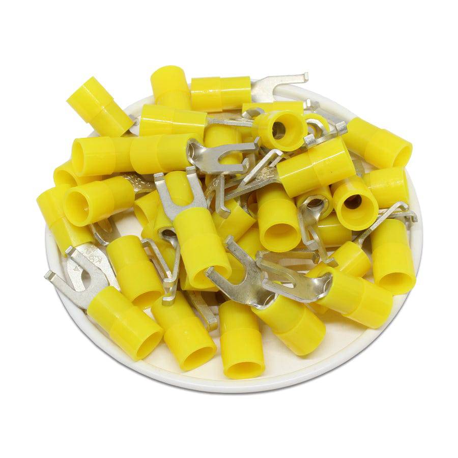 FSNYB5-4 - 12 to 10 AWG Nylon Insulated Flange Spade Terminals, #8 Stud, 50 Pieces