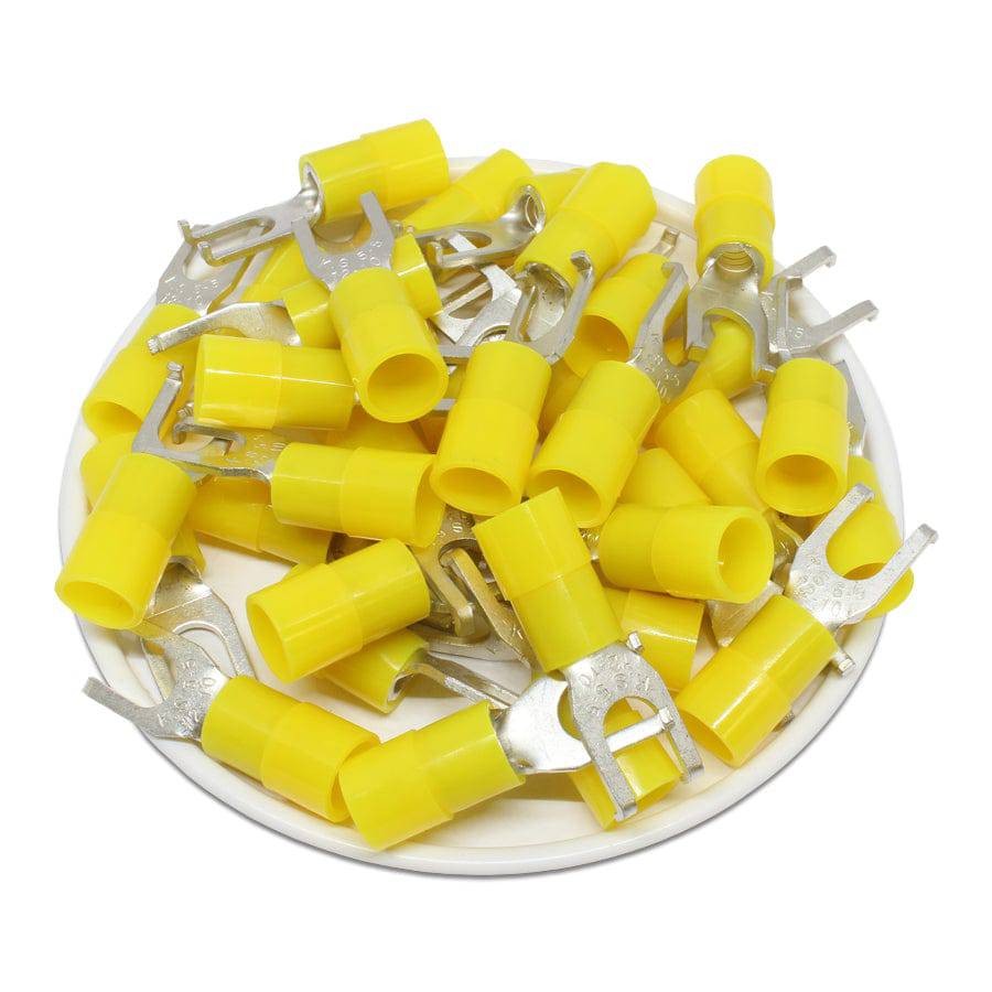 FSNYB5-5 - 12 to 10 AWG Nylon Insulated Flange Spade Terminals, #10 Stud, 50 Pieces