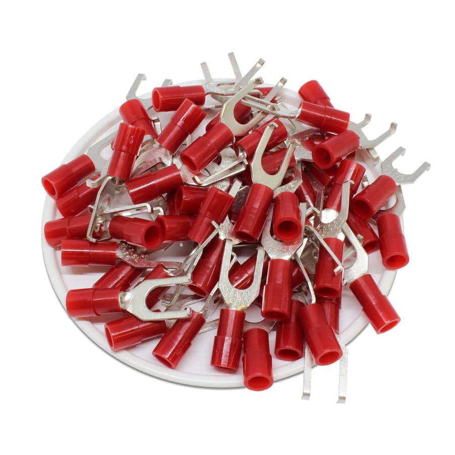 FSNYBL1-5 - 22 to 16 AWG Nylon Insulated Flange Spade Terminals, #10 Stud, 100 Pieces