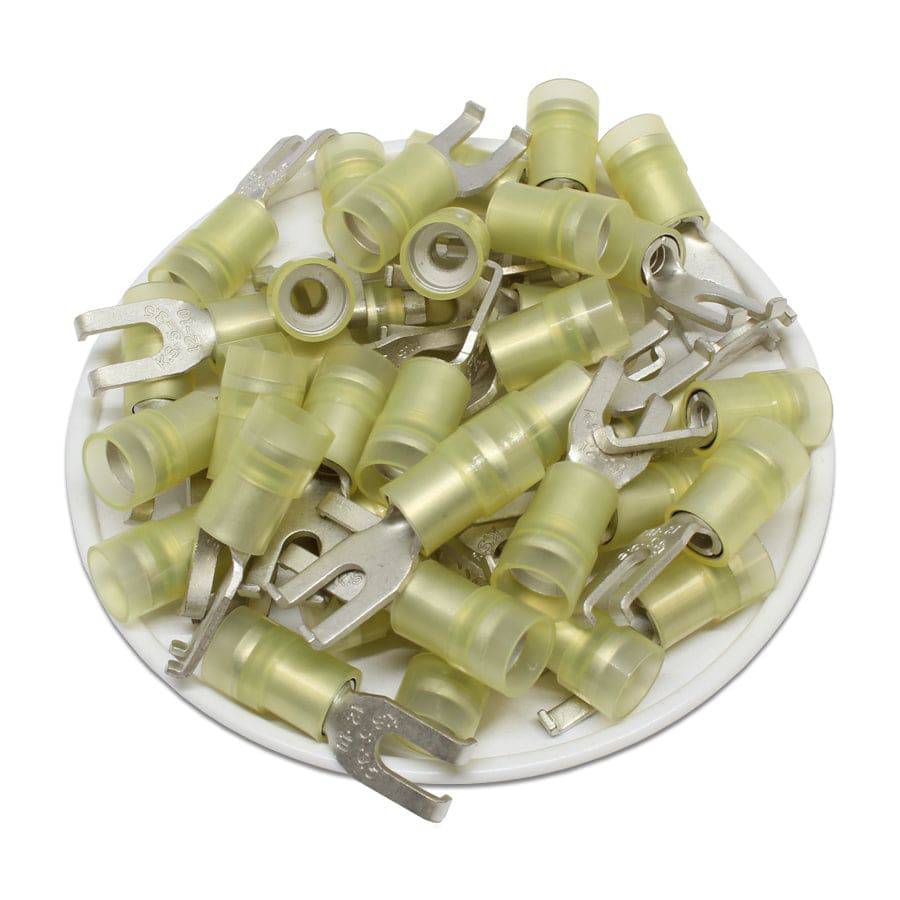 FSNYD5-37 - Nylon Flange Spade Terminal Double Crimp - 12-10 AWG - Yellow