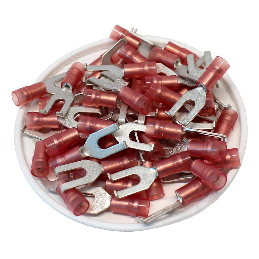 FSNYDL1-37 - Nylon Flange Spade Terminal Double Crimp - 22-16 AWG - Red
