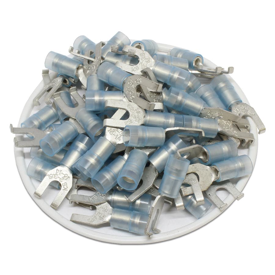 FSNYDL2-37 - Nylon Flange Spade Terminal Double Crimp - 16-14 AWG - Blue