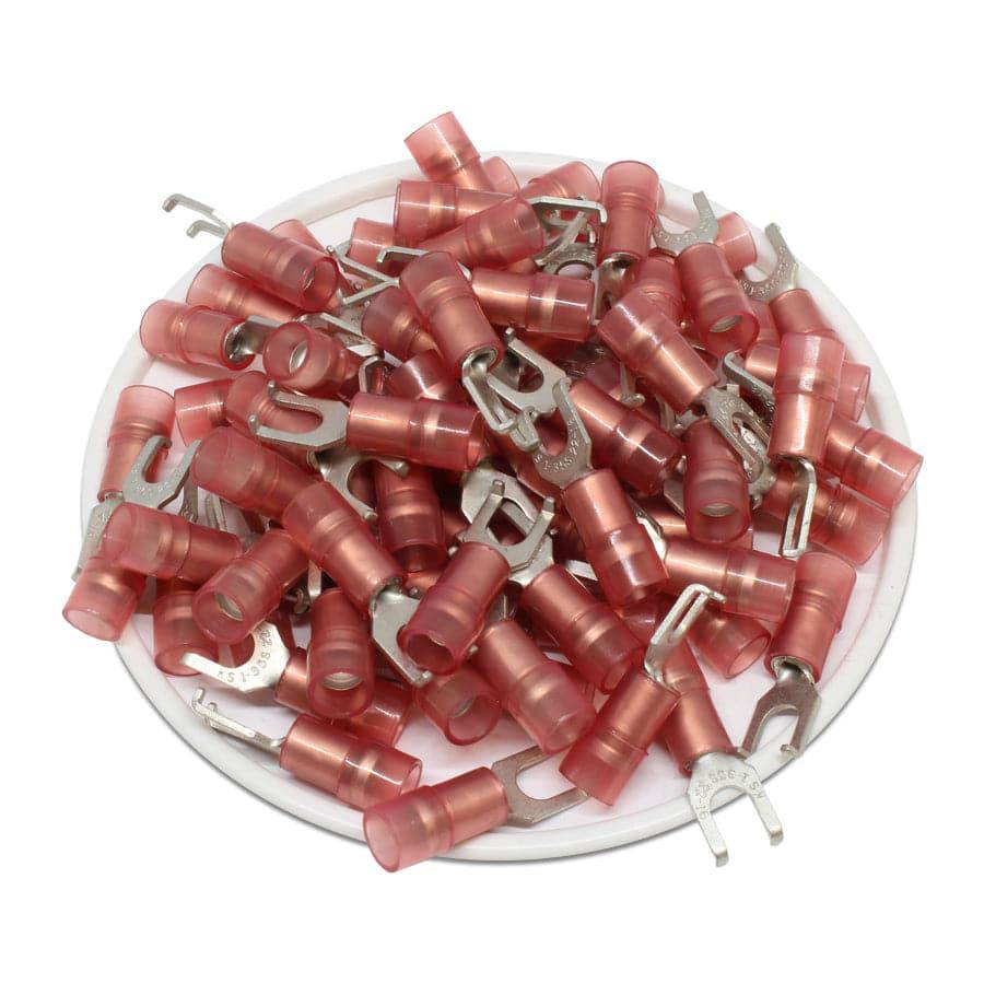 FSNYDS1-37 - Nylon Flange Spade Terminal Double Crimp - 22-16 AWG - Red