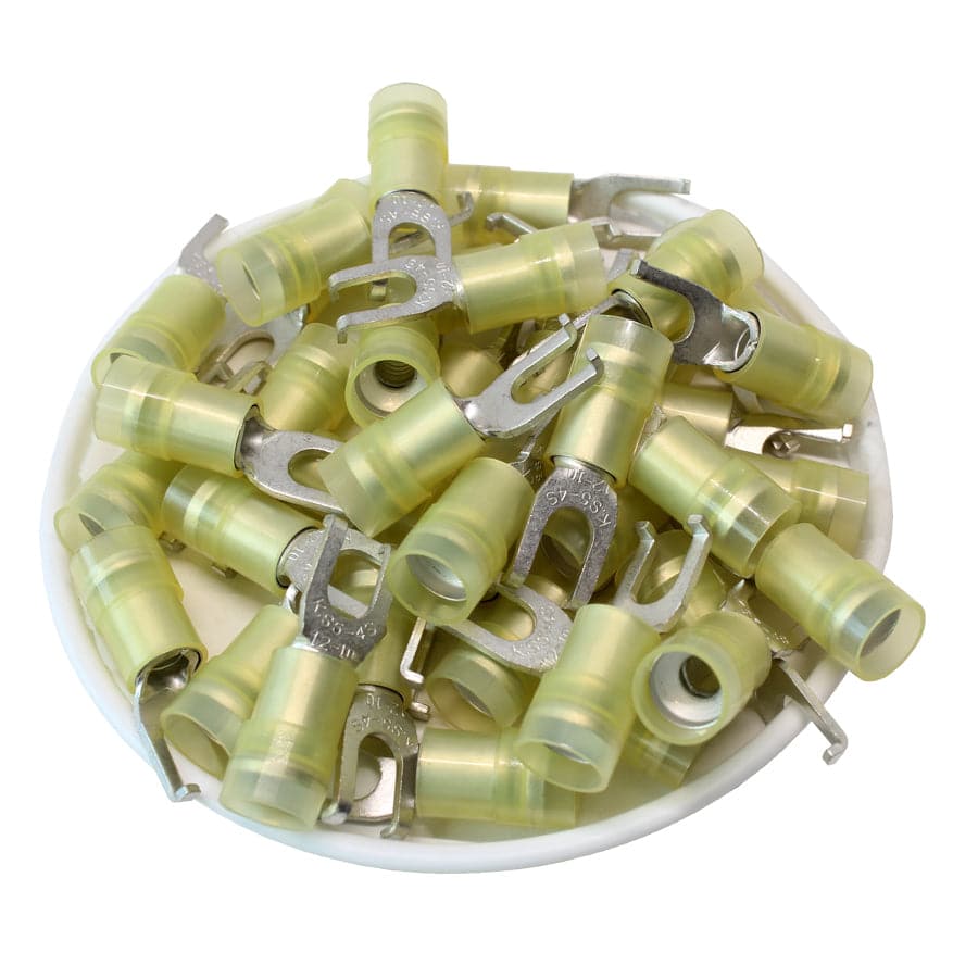 FSNYDS5-4 - Nylon Flange Spade Terminal Double Crimp - 12-10 AWG - Yellow