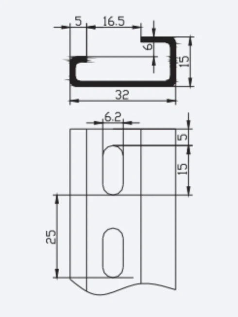 G32-15 - G-Type DIN Rail for Terminal Blocks, 32mm x 15mm, Steel, (J-Type) 1 Piece - Image 2