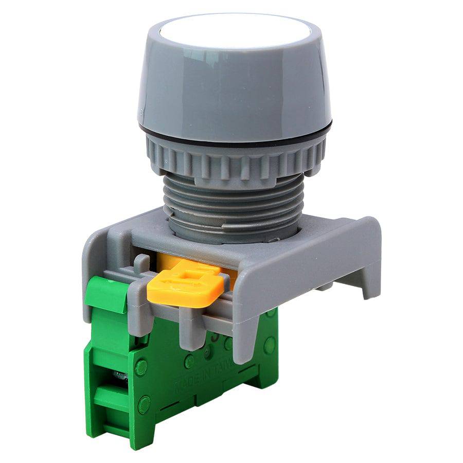 GBF22-1/O-WH - 1/O - 22mm Flat Head Push Button Switch - White