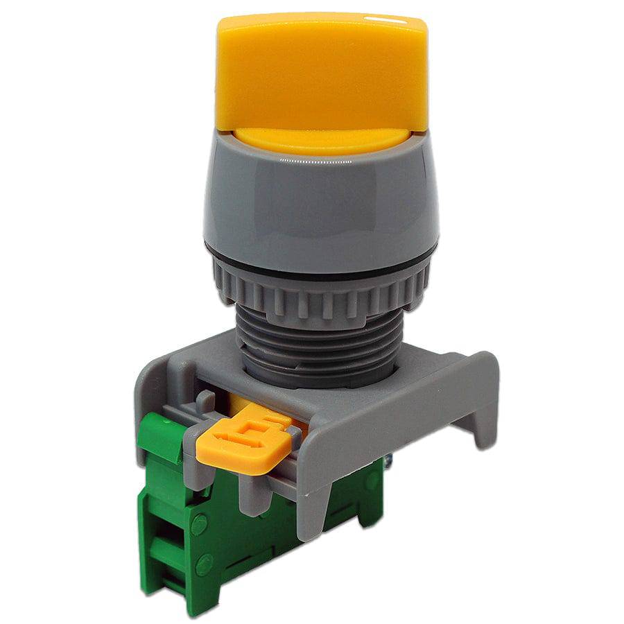 GCS22-1/O-YL - Twist Knob Switch - 1 Contact (1/O) - 2 Positions (0-1) - Yellow