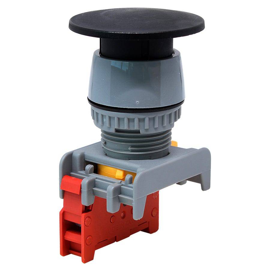 GEB22-1/C-BK - 1/C - 22mm Flat Head Push Button Switch - Black