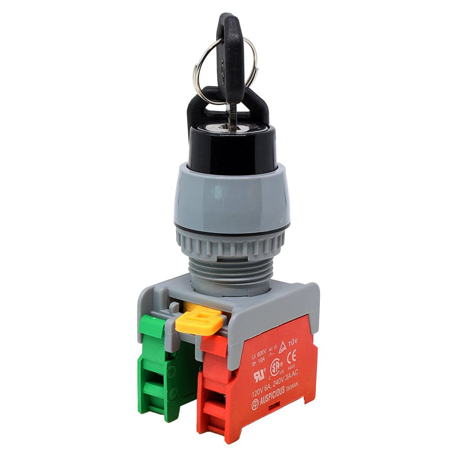 GKS22-1/OC - 22mm Key Selector Switch - 1-2 Drawable 2 Contacts