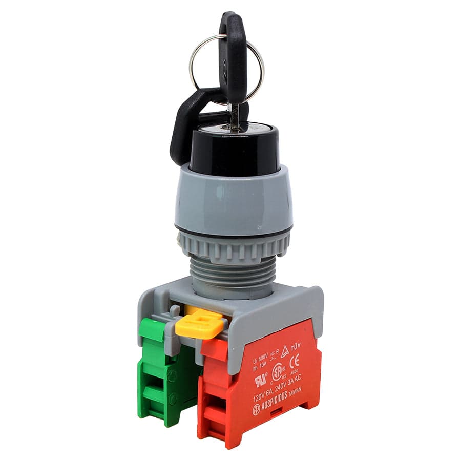 GKSN22-1/OC - 22mm Key Selector Switch - 1-2 Non Drawable 2 Contacts