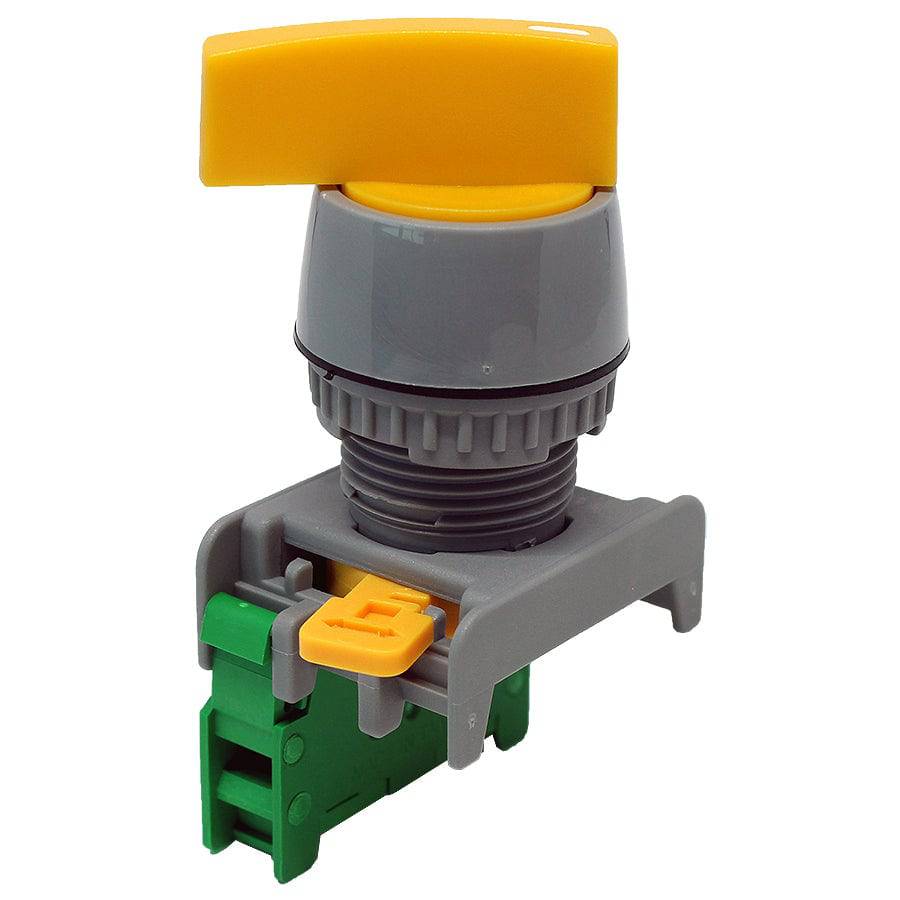 GLCS22-1/O-YL - Long Twist Knob Switch - 1 Contact (1/O) - 2 Positions (0-1) - Yellow
