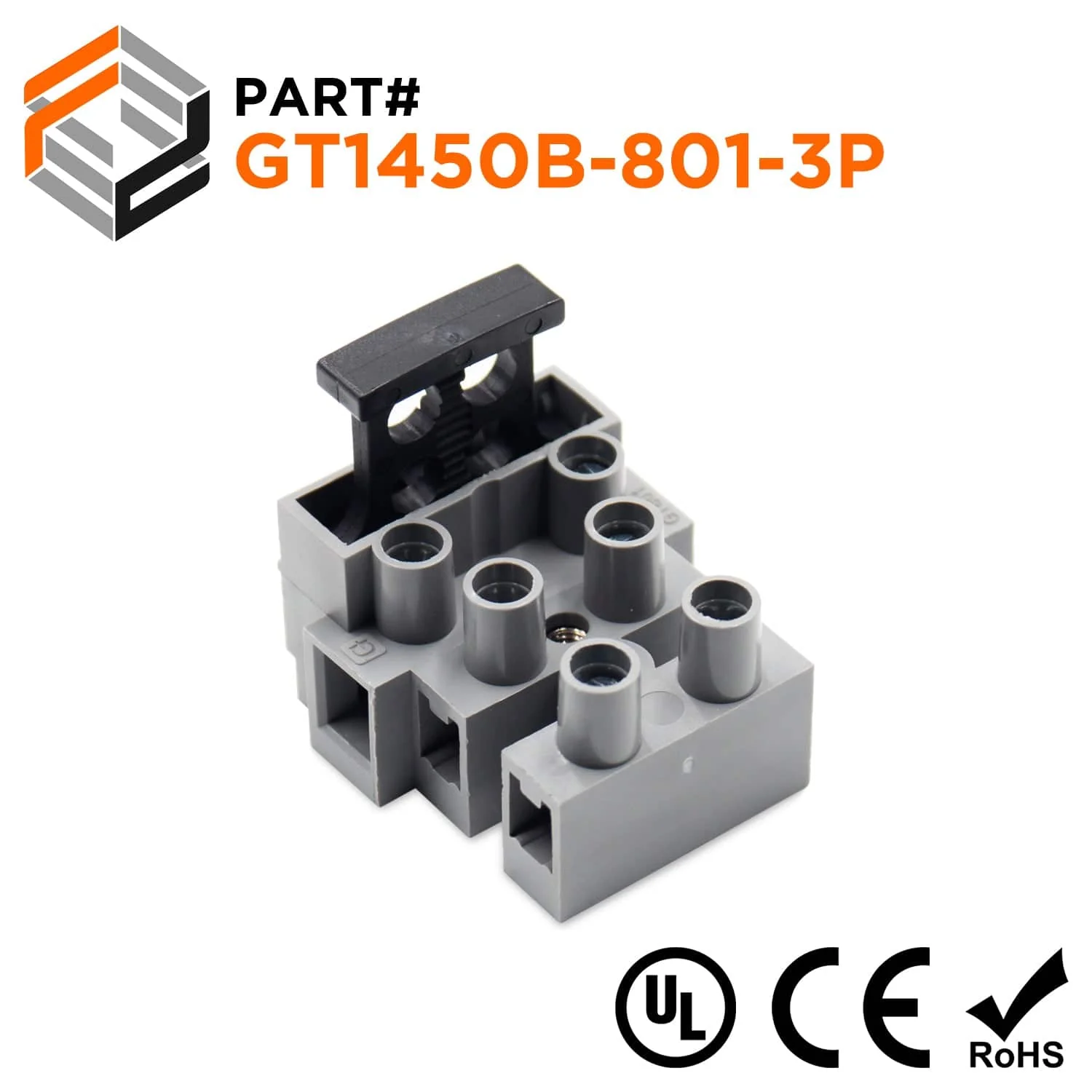GT1450B-801-3P - Terminal Strip, 3 Poles, 10mm Pitch, UL Recognized, 1 Piece