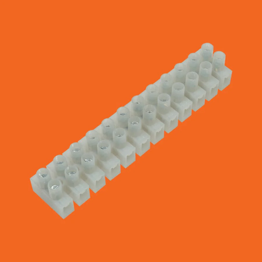 22 to 14 AWG Barrier Strip w/ Wire Protection - 300v, 15A, 12 Poles, 8mm Pitch #GT1450HB-8