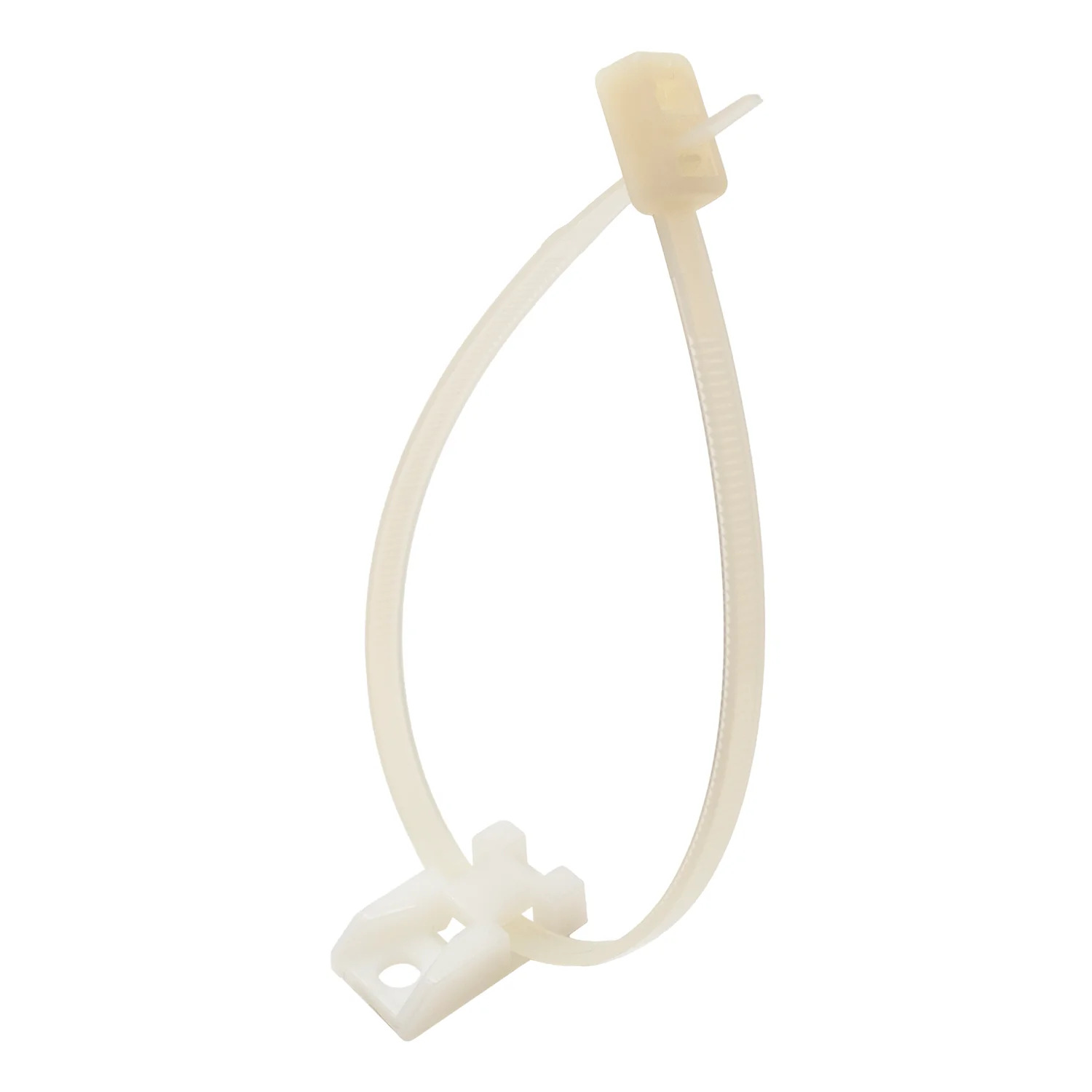 HC01N - 15/16"L x 1/2"W Nylon Saddle Tie Mounts: Tie Width: 3/16", Screw Width: 3/16", Natural, 100 Pieces - Image 2