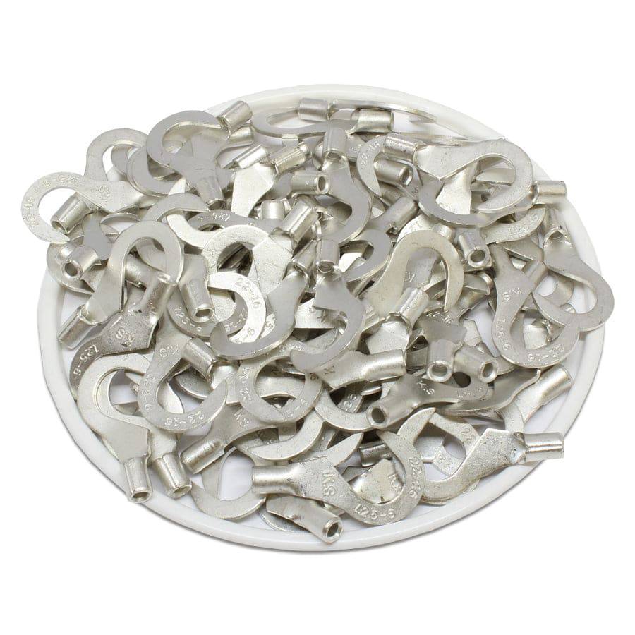22-16 AWG Non Insulated Hook Terminals, 1/4 Stud, Brazed Seam, UL, - HNB1-6 - Image 2