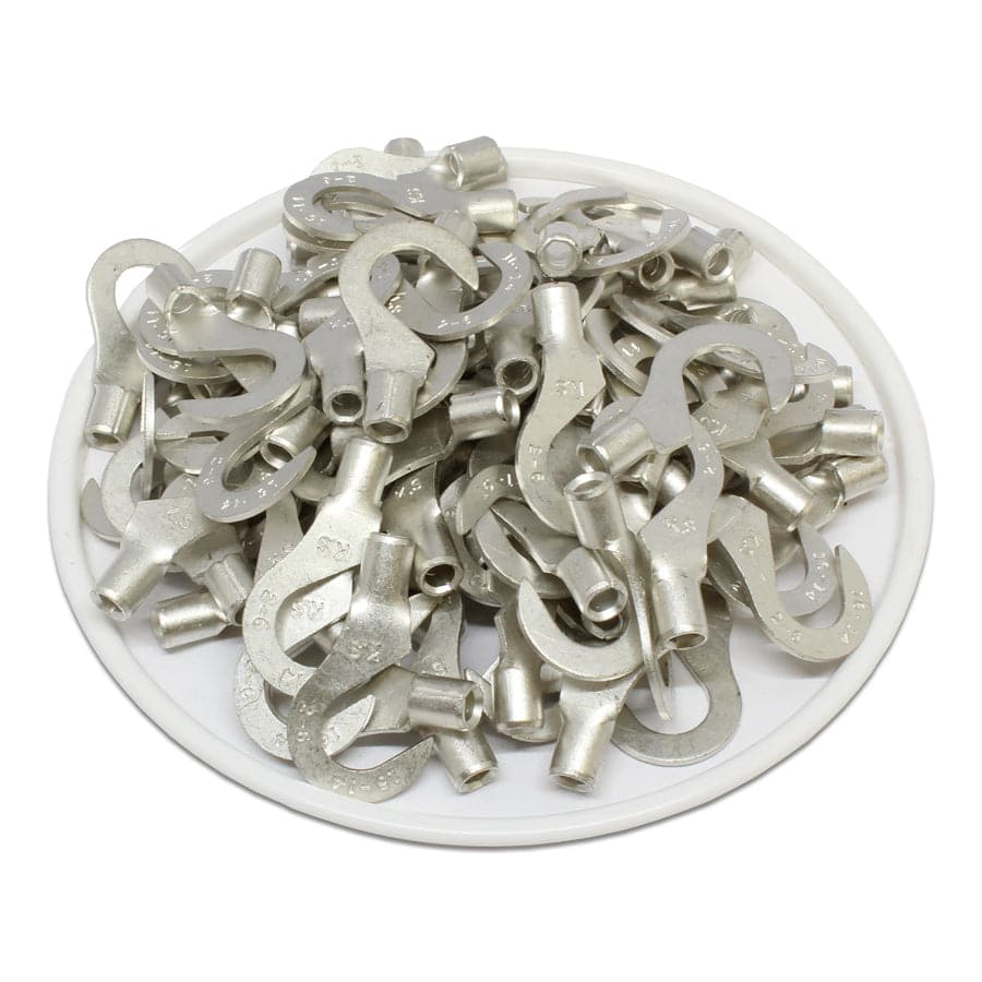 16-14 AWG Non Insulated Hook Terminals, 1/4" Stud, Brazed Seam, UL, - HNB2-6 - Image 2