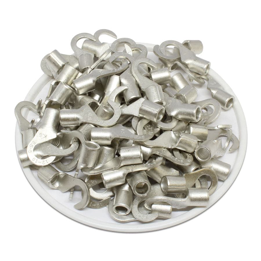 12-10 AWG Non Insulated Hook Terminals, 1/4" Stud, Brazed Seam, UL, - HNB5-5 - Image 2