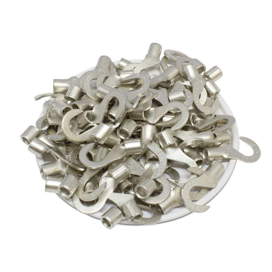 12-10 AWG Non Insulated Hook Terminals, 1/4" Stud, Brazed Seam, UL, - HNB5-6 - Image 2