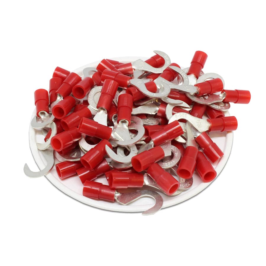 HNYB1-6 - Nylon Insulated Hook Terminals - 22-16 AWG - Red - 100/pack