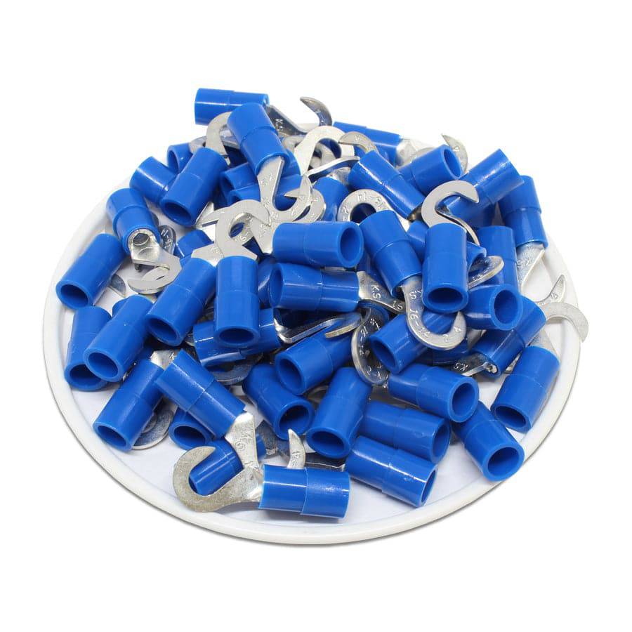 HNYB2-4 - Nylon Insulated Hook Terminals - 16-14 AWG - Blue - 100/pack