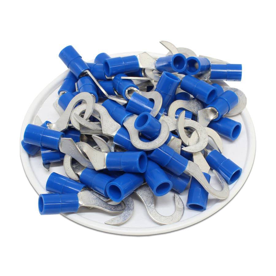 HNYB2-6 - Nylon Insulated Hook Terminals - 16-14 AWG - Blue - 100/pack