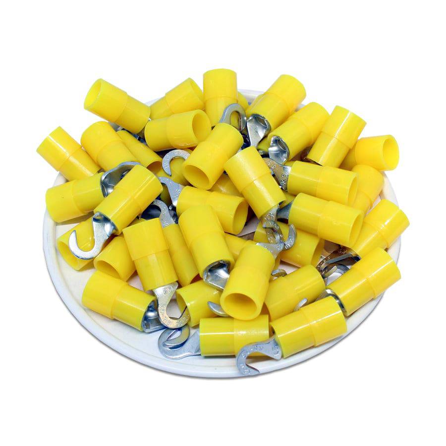 HNYB5-3.7 - Nylon Insulated Hook Terminals - 12-10 AWG - Yellow - 50/pack