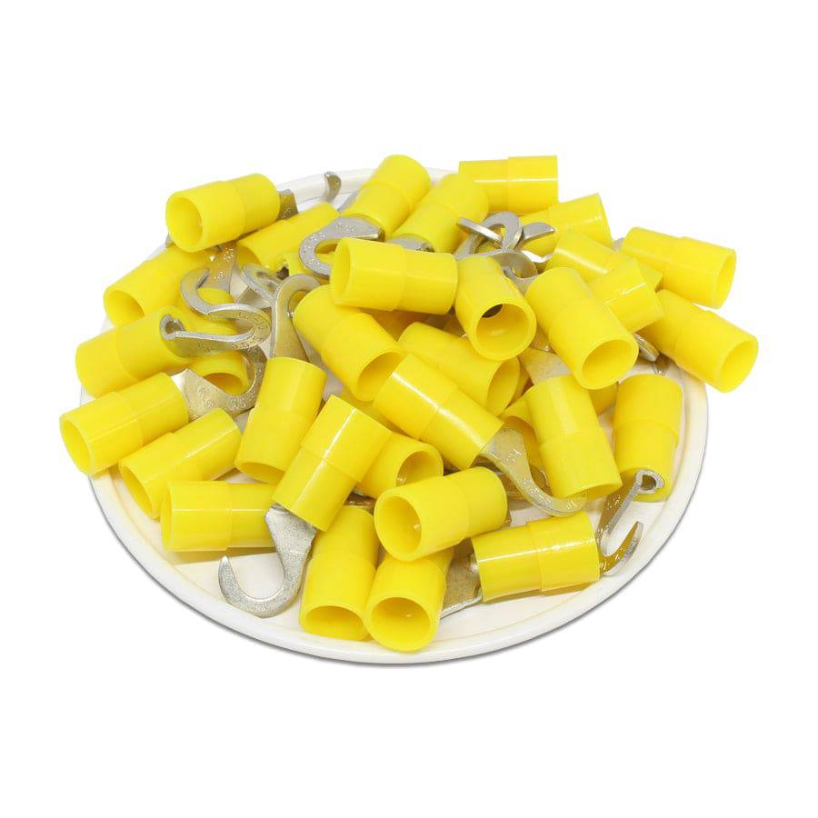 HNYB5-5 - Nylon Insulated Hook Terminals - 12-10 AWG - Yellow - 50/pack