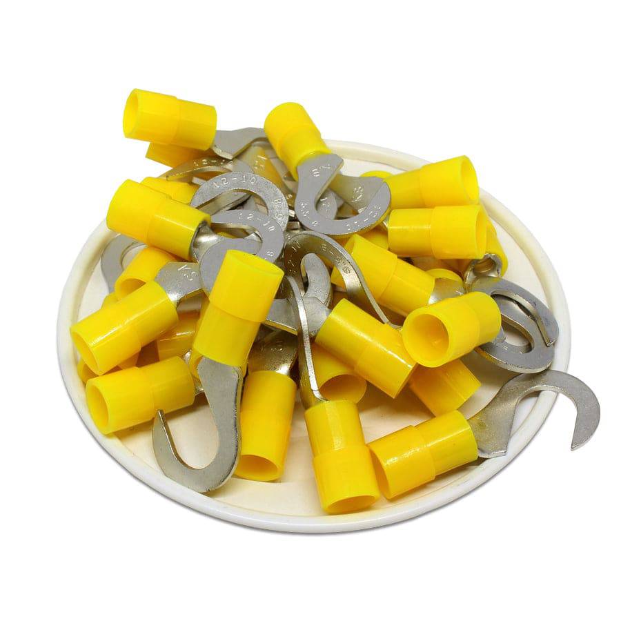 HNYB5-8 - Nylon Insulated Hook Terminals - 12-10 AWG - Yellow - 50/pack