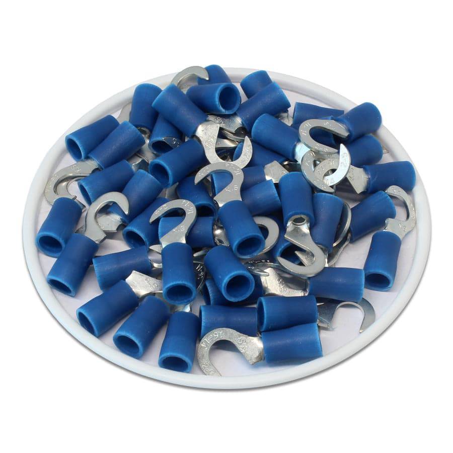 16 to 14 AWG Vinyl Insulated Hook Terminals, #10 Stud, Brazed Seam, 100 Pieces - HVB2-5