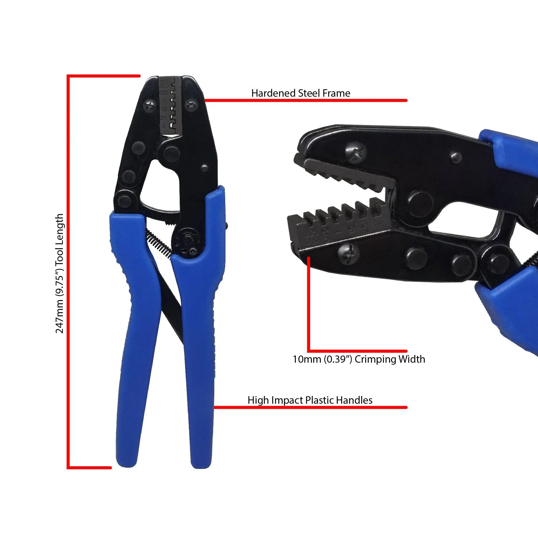 KST2000L - 22 to 12 AWG Wire Ferrules Crimping Tool, UL Approved, XL Length, Trapezoidal Profile, 1 Piece - Image 2