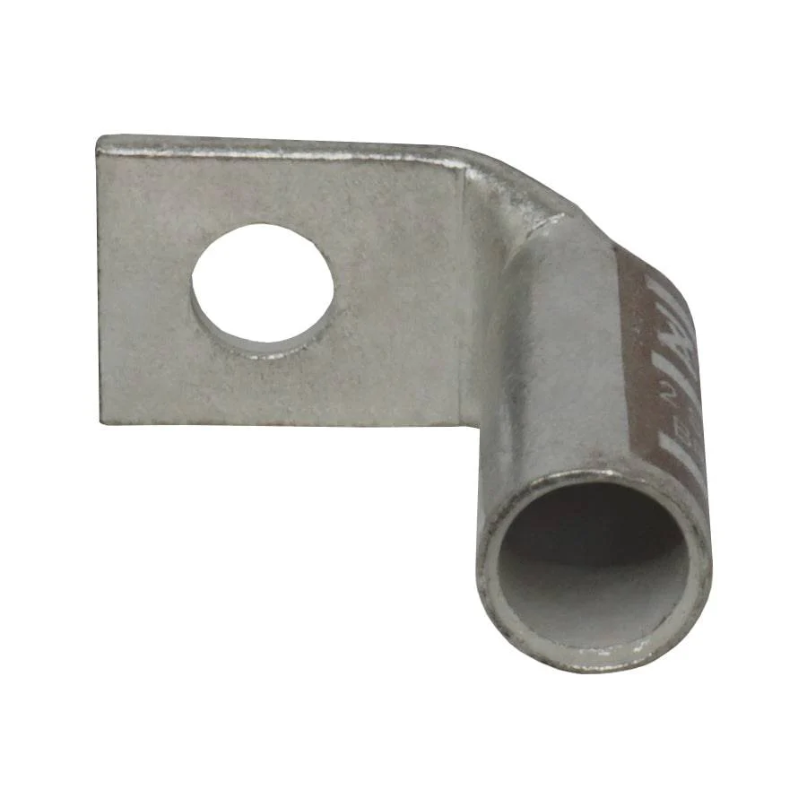 LBF214 - 90 Degree Long Barrel Compression Lug - 2AWG - 1/4" Stud, 1 Piece