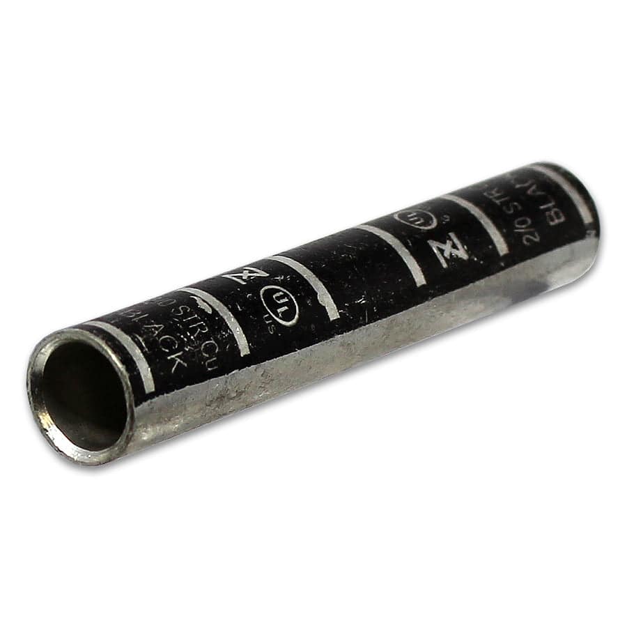 LC20 - 2/0 AWG Copper Compression Splice Connectors, Long Barrel, Black, 1 Piece