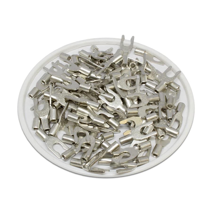 22-16 AWG Non Insulated Locking Spade Terminals, #6 Stud, UL Approved, 100 Pieces - LSNB1-37