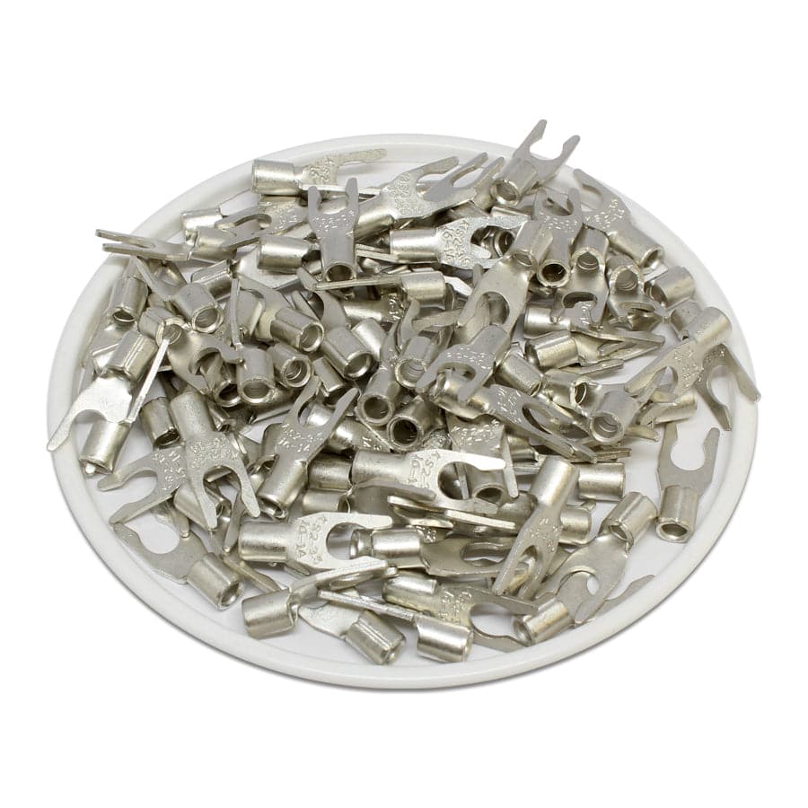 16-14 AWG Non Insulated Locking Spade Terminals, #6 Stud, UL Approved, 100 Pieces - LSNB2-37