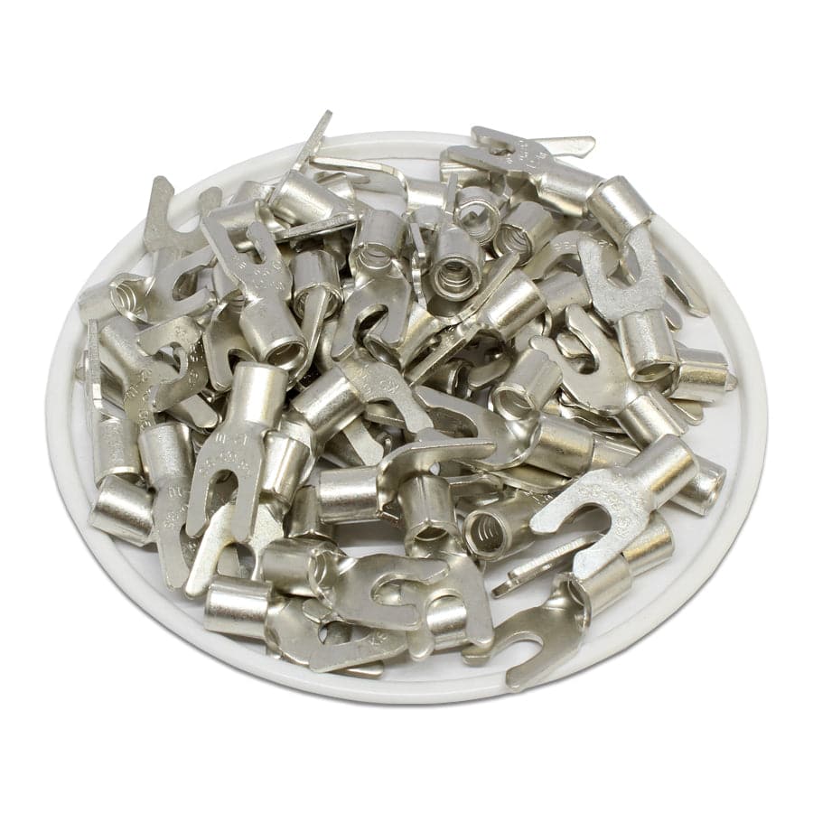 12-10 AWG Non Insulated Locking Spade Terminals, #6 Stud, UL Approved, 100 Pieces - LSNB5-37