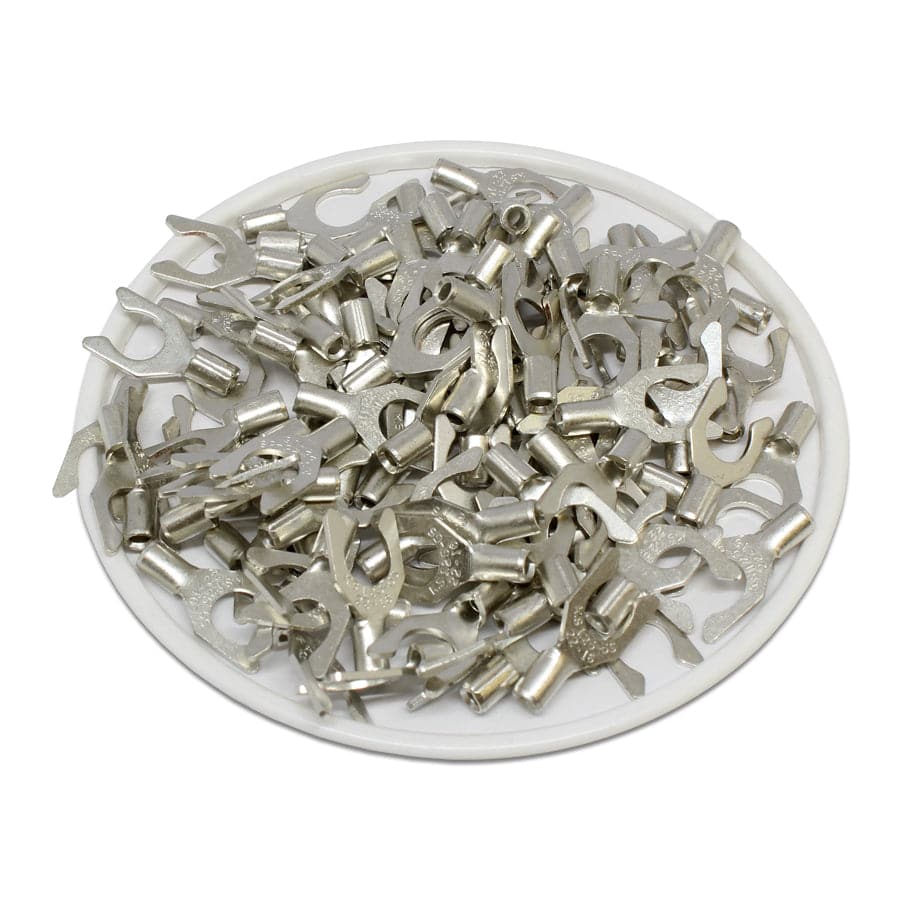 22-16 AWG Non Insulated Locking Spade Terminals, #10 Stud, UL Approved, 100 Pieces - LSNBS1-5
