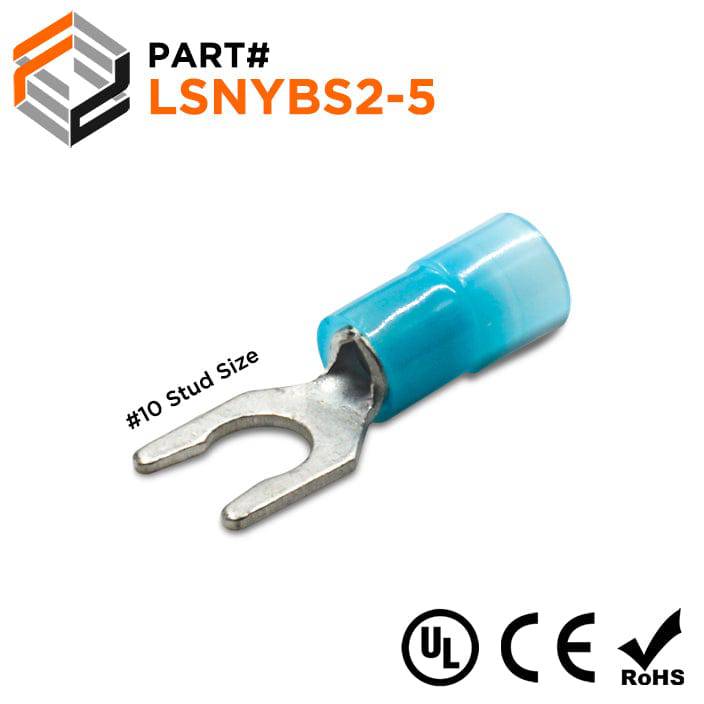 LSNYBS2-5 Nylon Insulated Locking Spade Terminals 16-14AWG