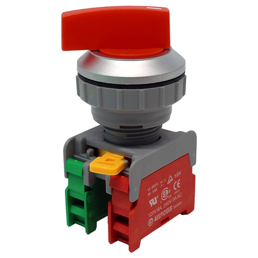 LSS30-1O/C-RD - Long Knob Switch - 2 Contact (1/OC) - 2 Positions (1-2) - Red