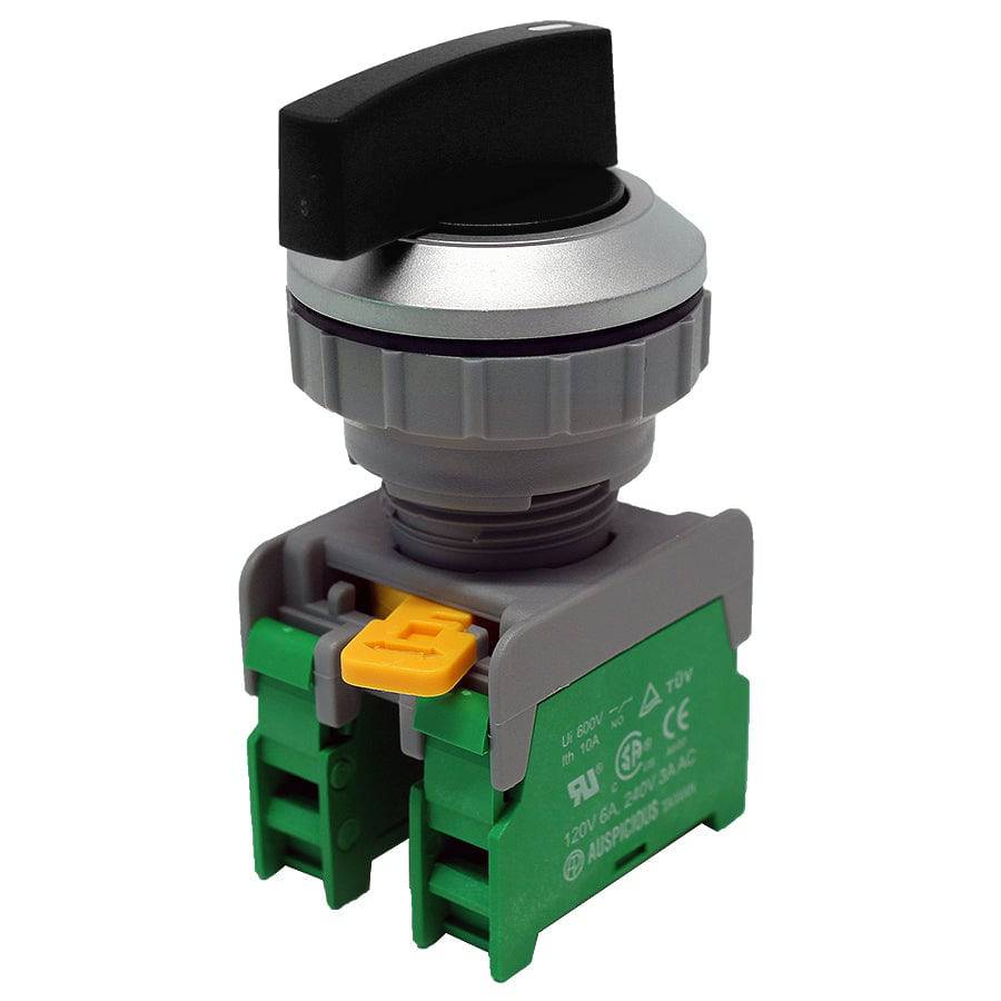 LSS30-2/O-BK - Long Knob Switch - 2 Contact (2/O) - 3 Positions (1-0-2) - Black