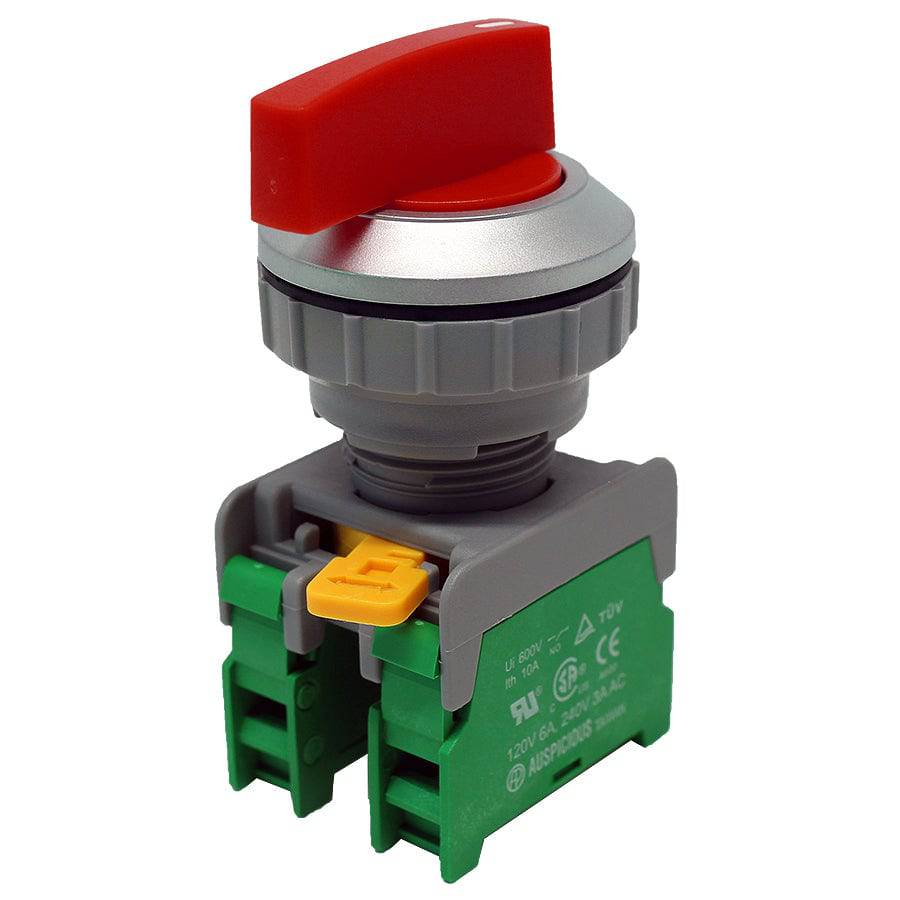 LSS30-2/O-RD - Long Knob Switch - 2 Contact (2/O) - 3 Positions (1-0-2) - Red
