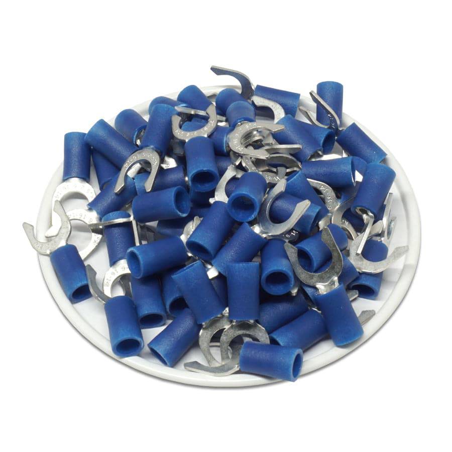 LSVB2-6 - 16 to 14 AWG Vinyl PVC Locking Spade Terminals, 1/4" Stud, 100 Pieces