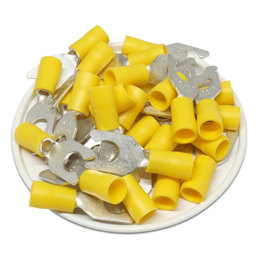 LSVB5-6 - 12 to 10 AWG Vinyl PVC Locking Spade Terminals, 1/4" Stud, 50 Pieces