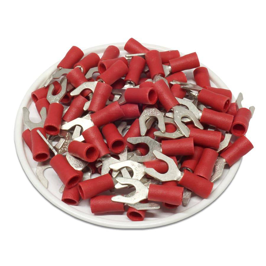 LSVBL1-5 - 22 to 16 AWG Vinyl PVC Locking Spade Terminals, #10 Stud, 100 Pieces