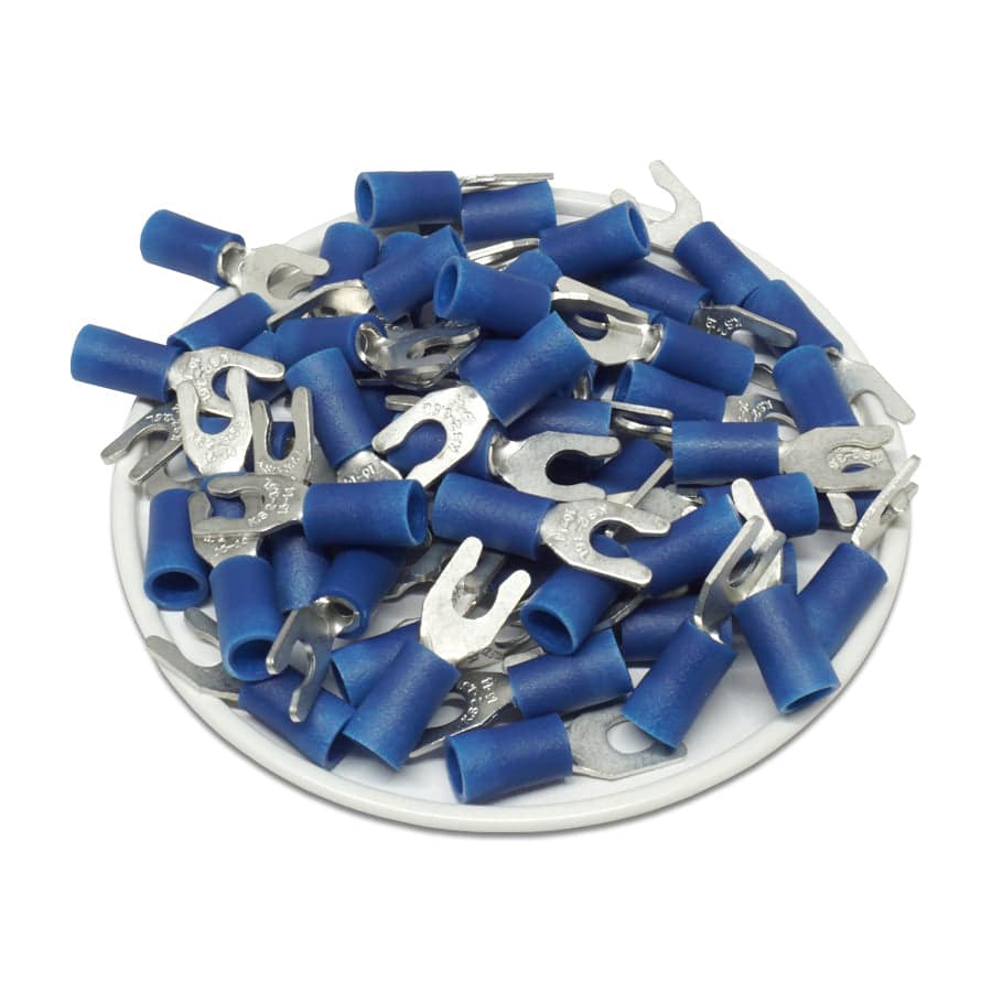 LSVBL2-37 - 16 to 14 AWG Vinyl PVC Locking Spade Terminals, #6 Stud, 100 pieces