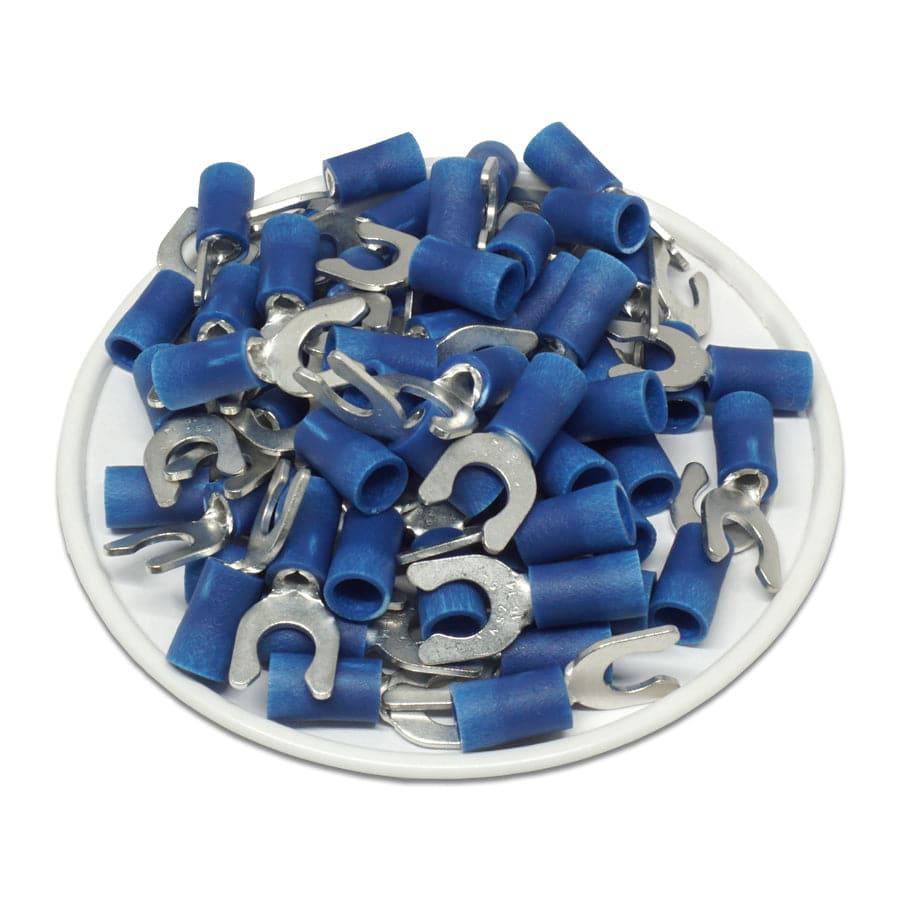 LSVBL2-5 - 16 to 14 AWG Vinyl PVC Locking Spade Terminals, #10 Stud, 100 Pieces