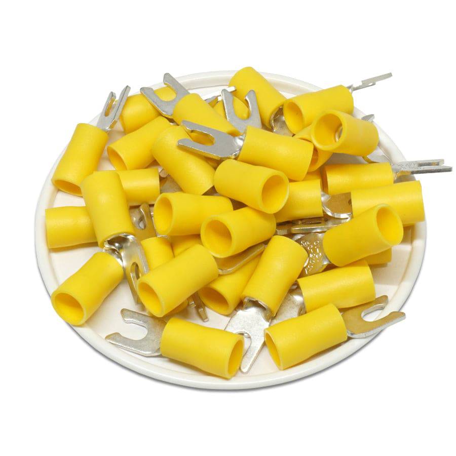 LSVBS5-37 - 12 to 10 AWG Vinyl PVC Locking Spade Terminals, #4 Stud, 50 Pieces